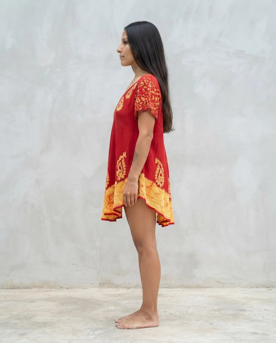 Blusa Vestido Devamati Rojo con Amarillo
