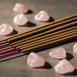 Incienso Rosa con Piedras de Cuarzo Rosa