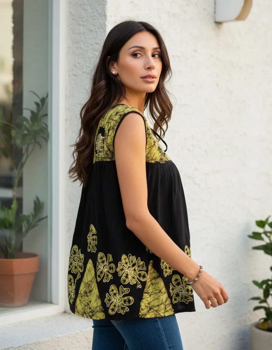 Blusa Chandri Negro con Verde