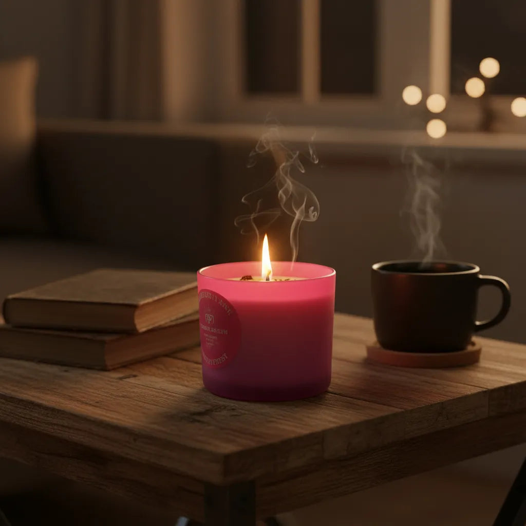 Vela Rosa con Cuarzo Rosa (Amor & Pasión)