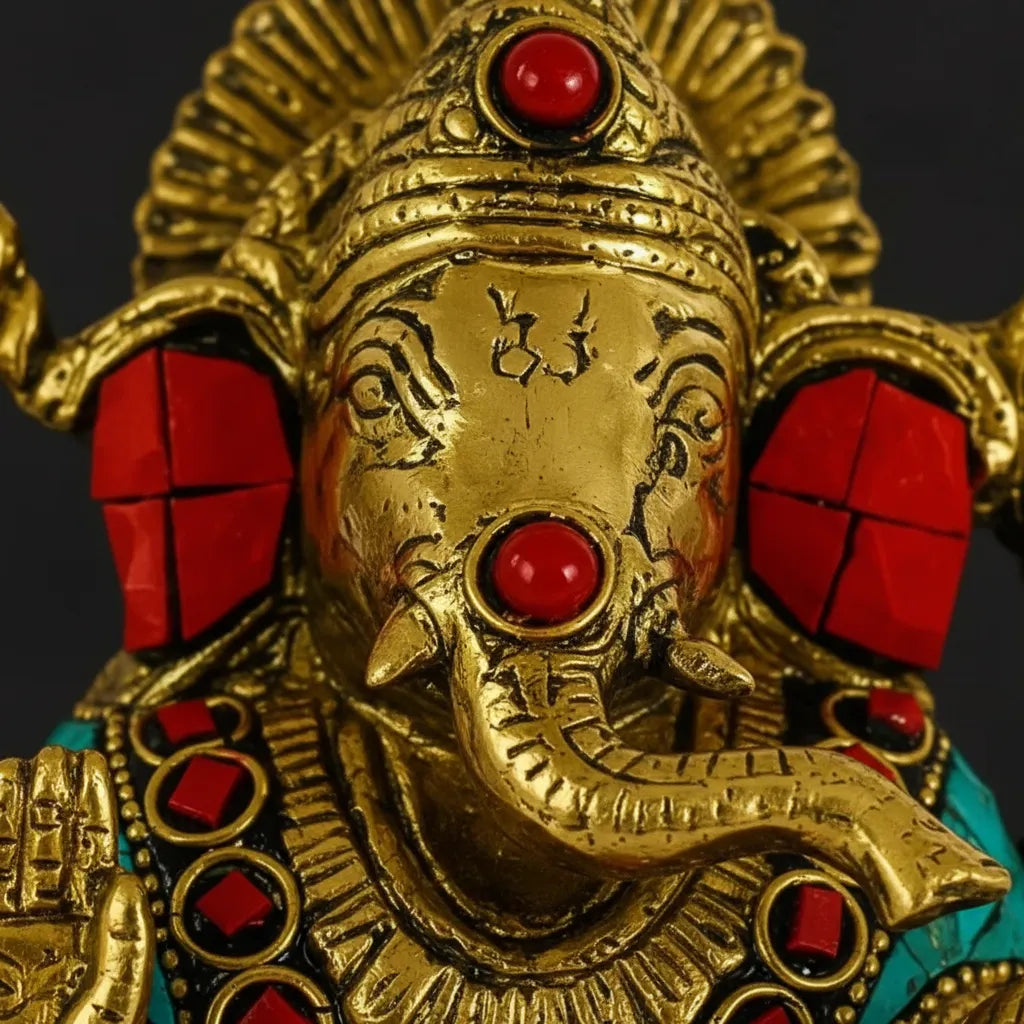 Ganesh Bronce con Piedras 13 cm