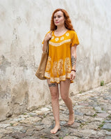 Blusa Vestido Deepa Amarilla con Blanco