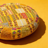 Cojin de Suelo Patchwork Amarillo Redondo Extra Grande