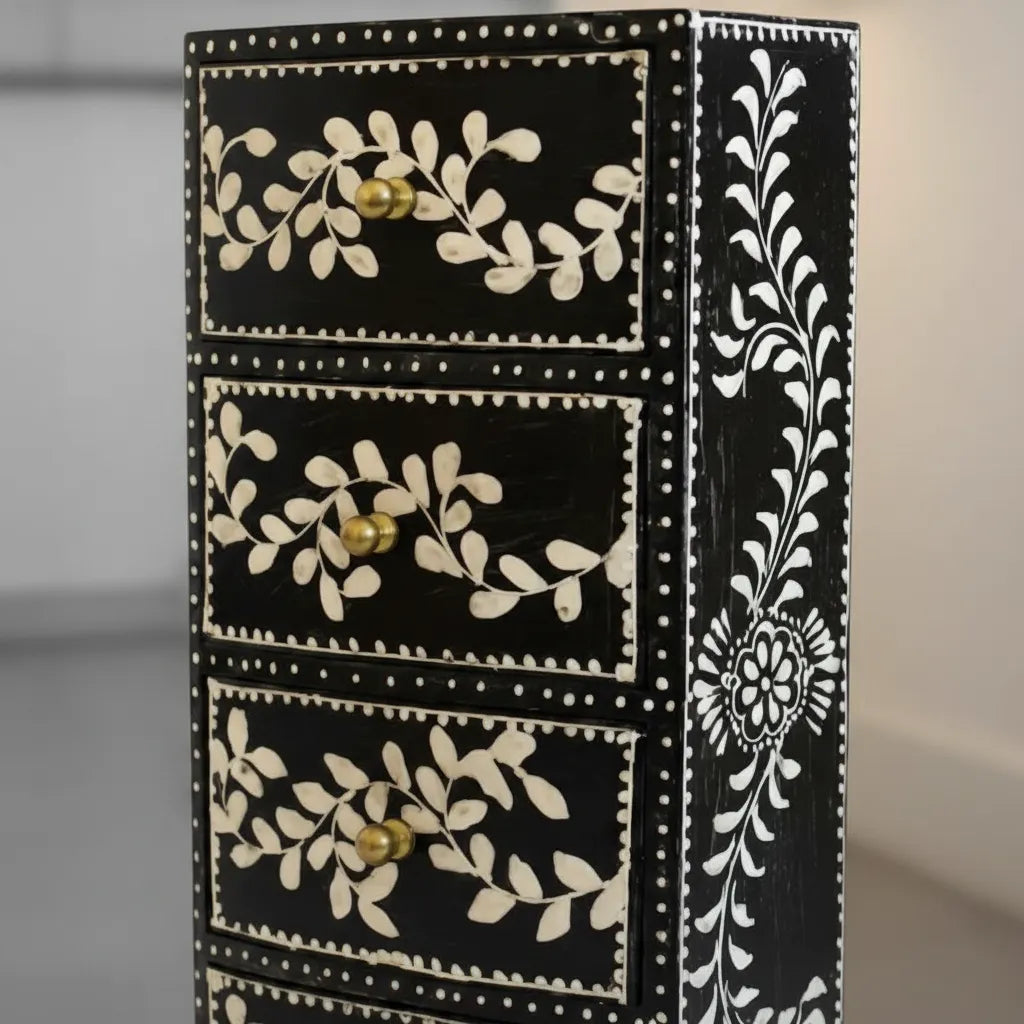 Cajonera Larga Negro 4 Cajones