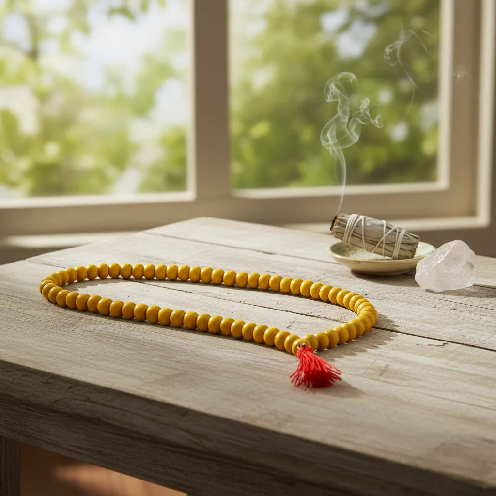 Japa Mala Madera Amarillo 8 mm