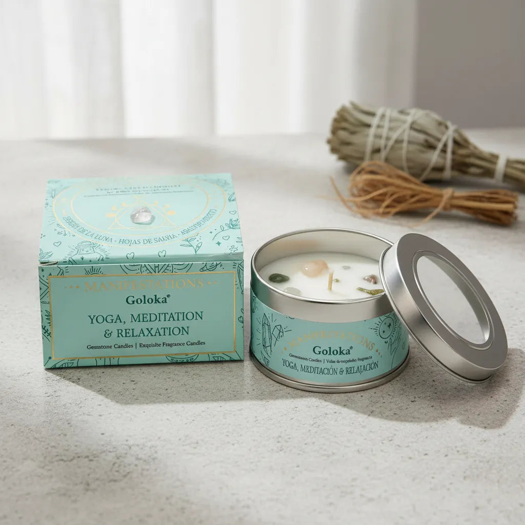 Vela Tarro Hojas de Salvia Raíz Vetiver con Piedra Luna