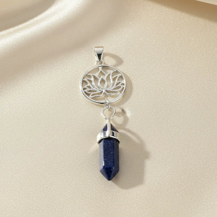 Colgante Lotus de Punta Lluvia de Estrellas Azul