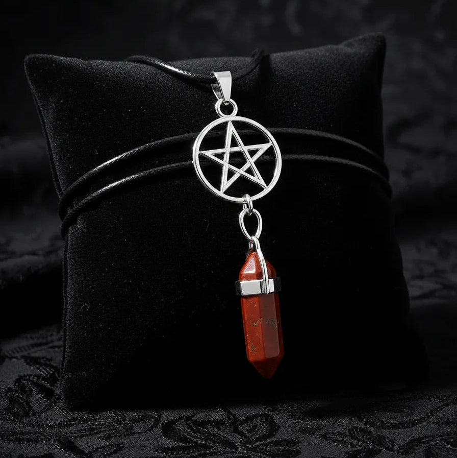 Colgante Estrella de Punta Jaspe Rojo