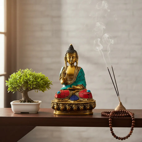Buda Siddhartha Bronce con Piedras 13 cm