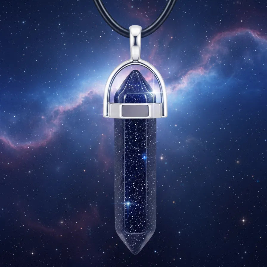 Collar de Punta Lluvia de Estrellas Azul