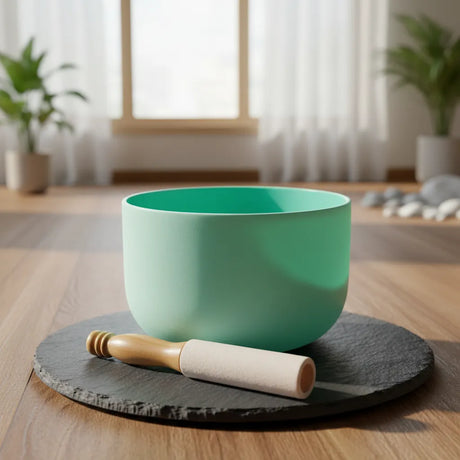 Cuenco Tibetano Cuarzo Verde 10 Pulgadas Nota FA