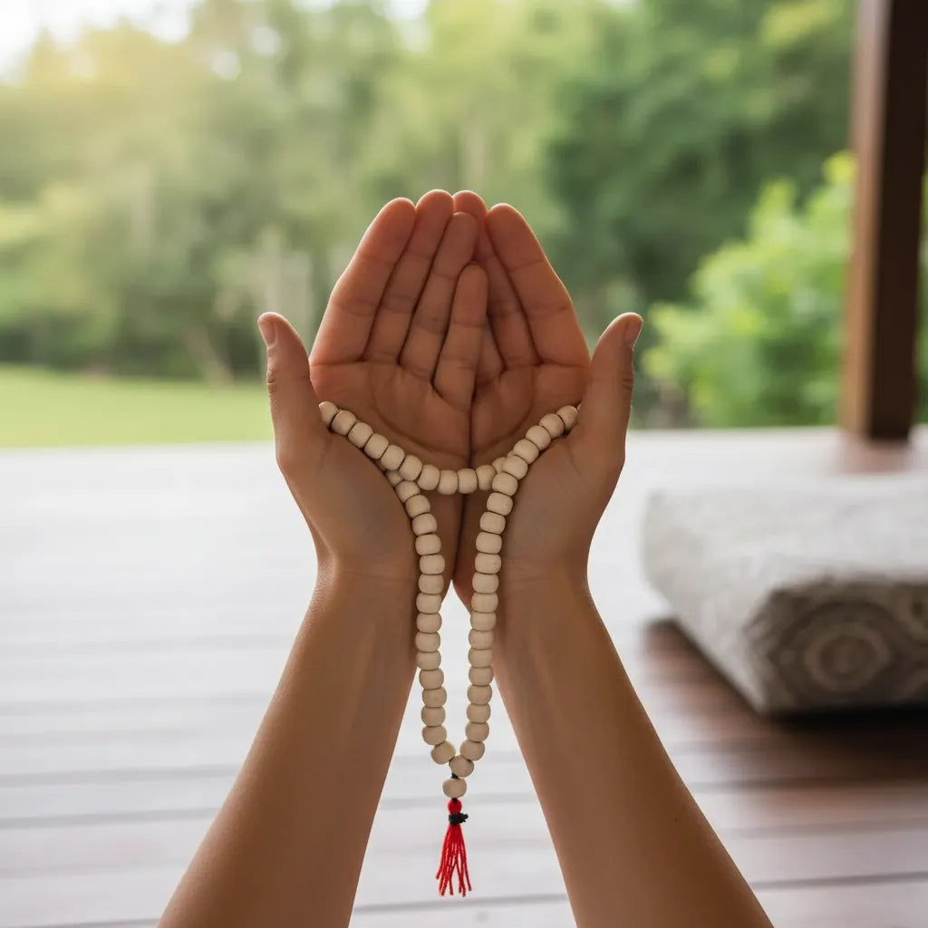 Japa Mala Madera Blanca 8mm