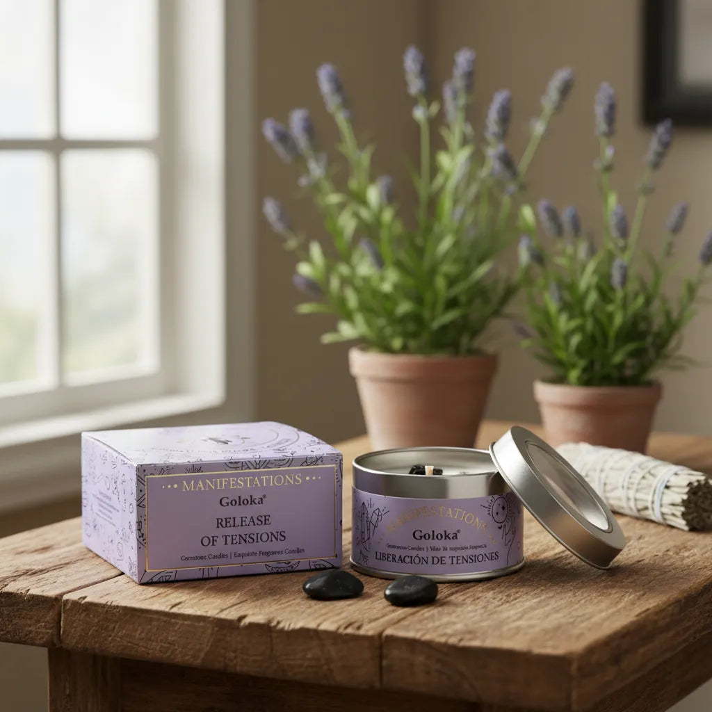 Vela Tarro Lavanda con Turmalina Negra