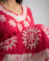 Blusa Vestido Deepti Rosada con Blanco
