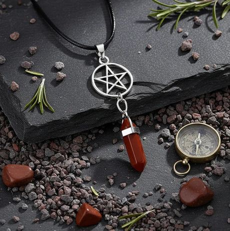 Colgante Estrella de Punta Jaspe Rojo