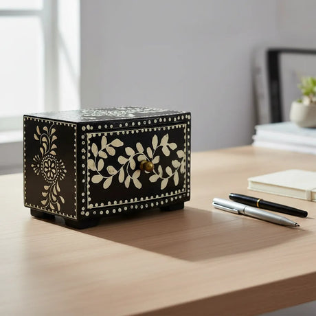 Cajonera India Negro Floral