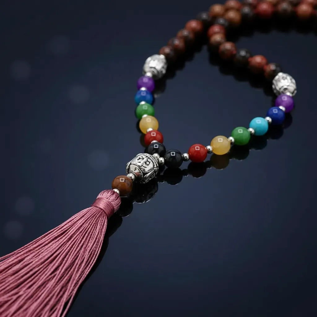 Japa Mala Buda Rodonita Negra 6mm