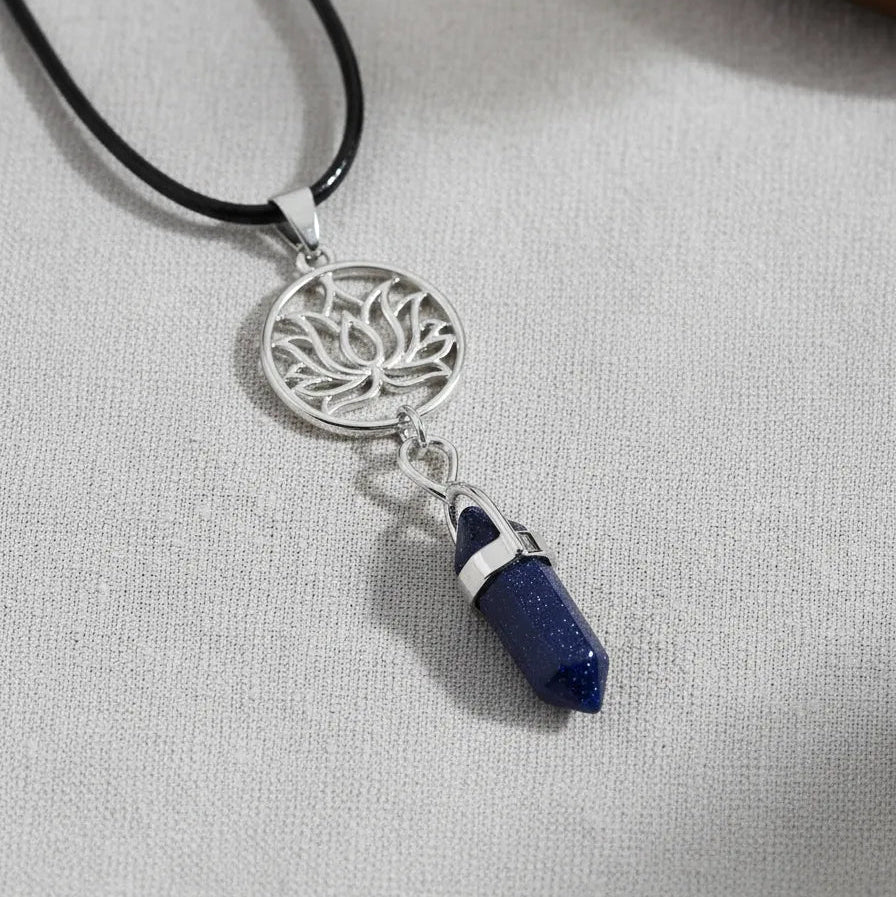 Colgante Lotus de Punta Lluvia de Estrellas Azul
