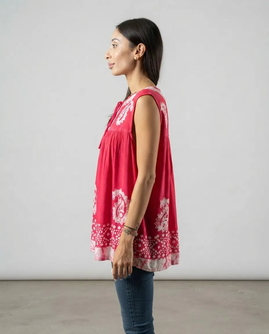 Blusa Dayita Rosado con Blanco