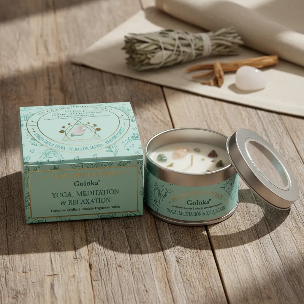 Vela Tarro Hojas de Salvia Raíz Vetiver con Piedra Luna