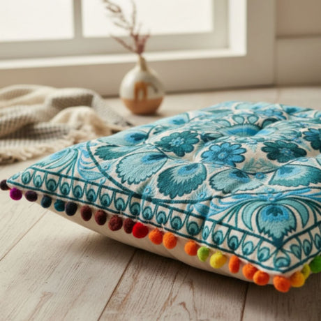 Cojin Celeste Cuadrado Chico