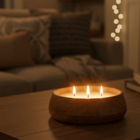 Vela Redonda Madera de Noche Sensual