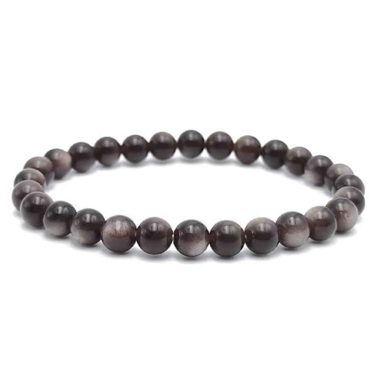 Pulsera Obsidiana Plateada 6mm