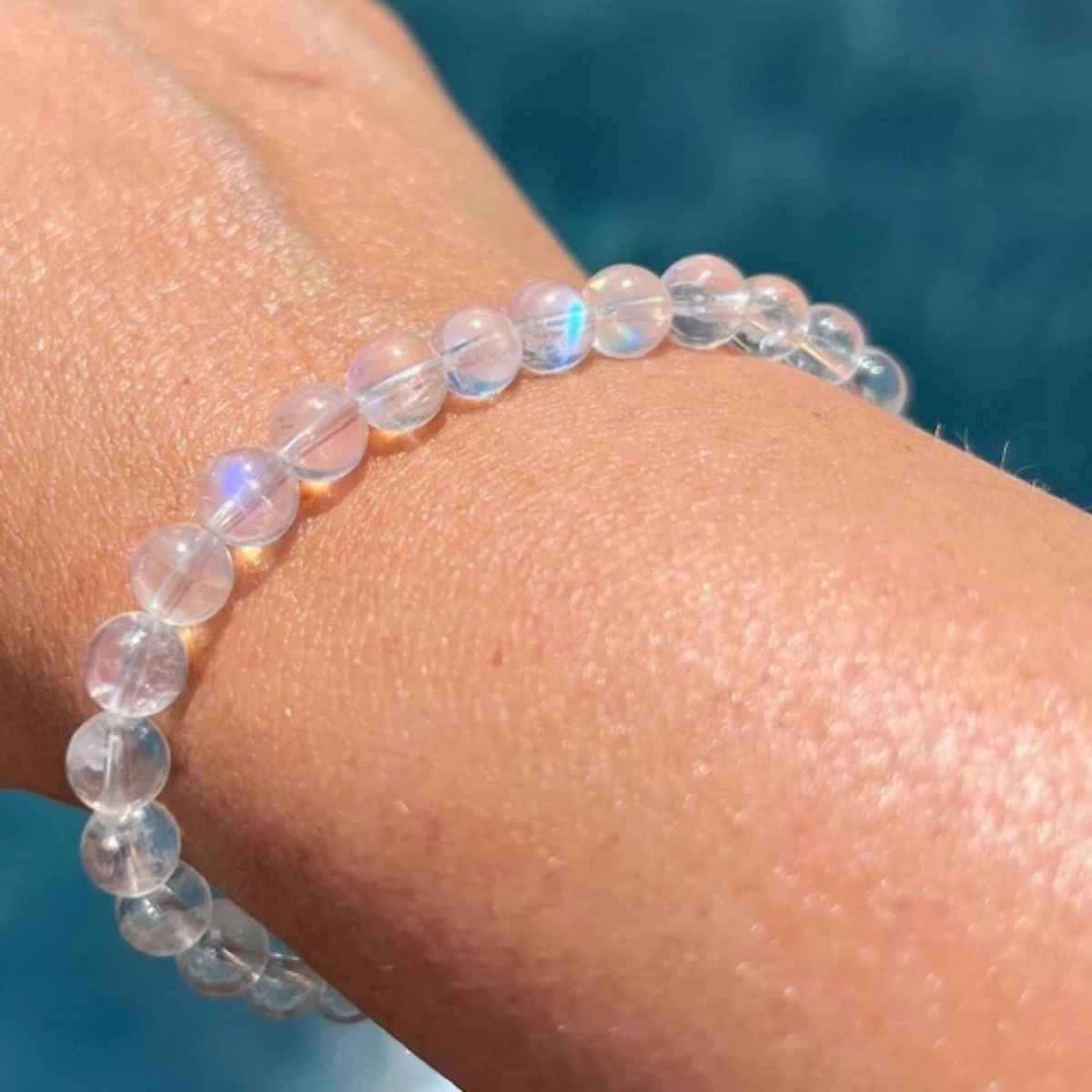 Pulsera Piedra Lunar Arcoiris 6mm