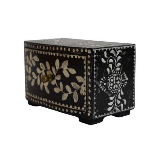 Cajonera India Negro Floral 1 Cajon