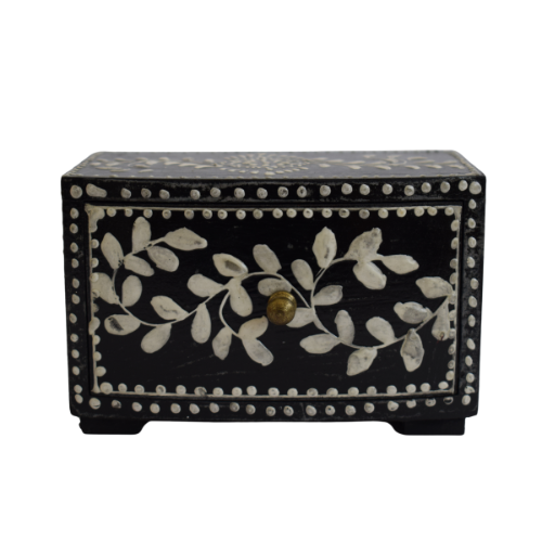 Cajonera India Negro Floral 1 Cajon