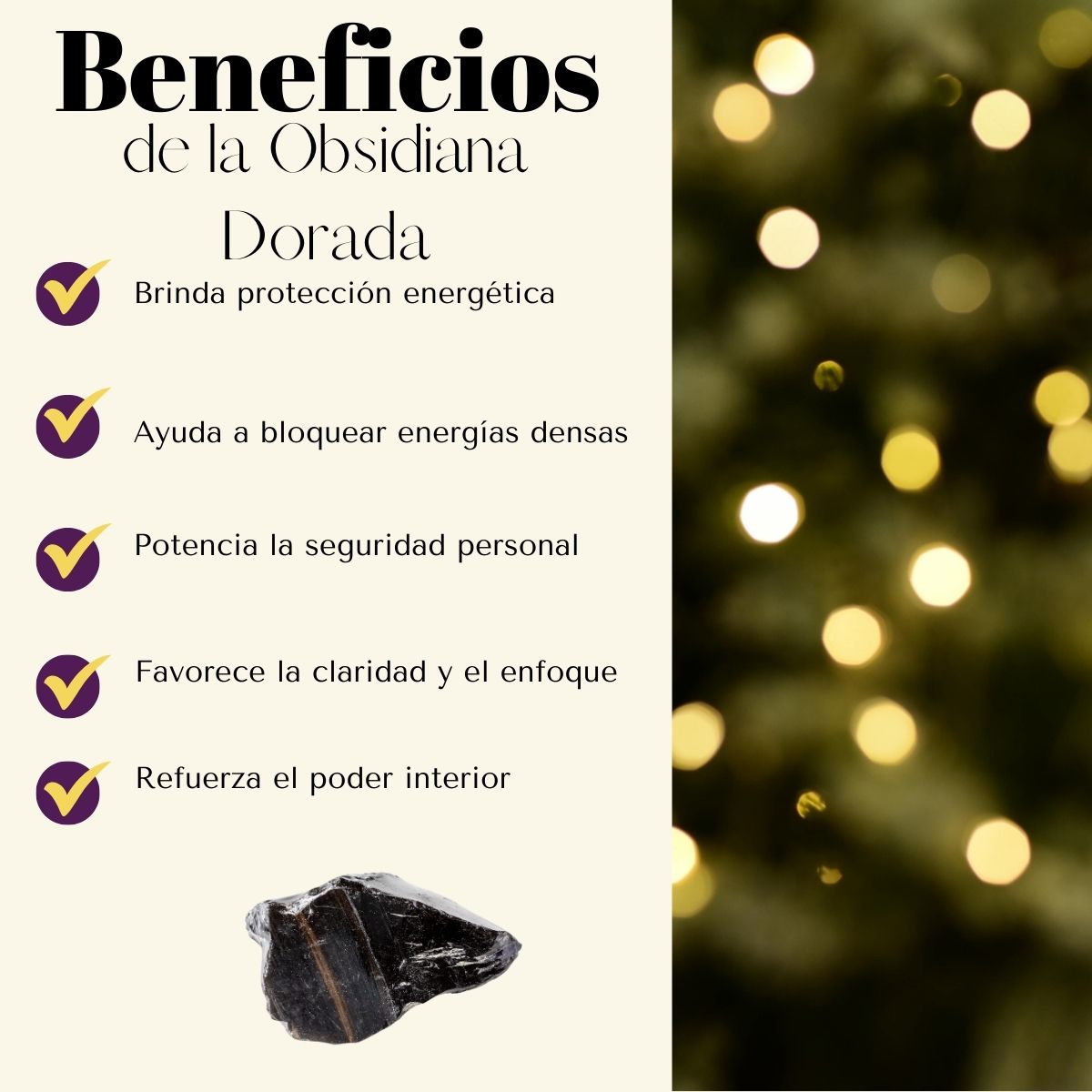 Pulsera Obsidiana Dorada 8mm