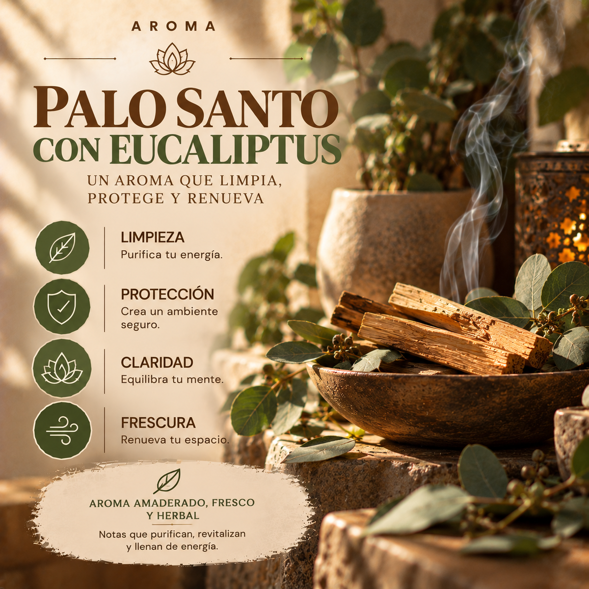 Incienso Orgánico Palo Santo con Eucalipto