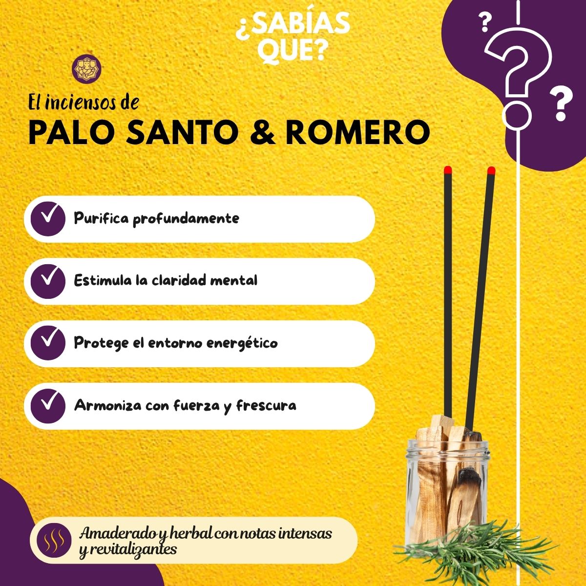 Incienso Orgánico Palo Santo con Romero