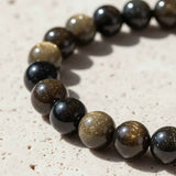 Pulsera Obsidiana Dorada 8mm