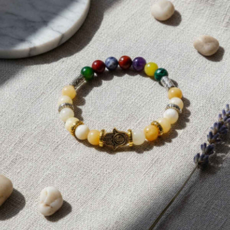 Pulsera Mano de Fatima Charm Cuarzo Citrino
