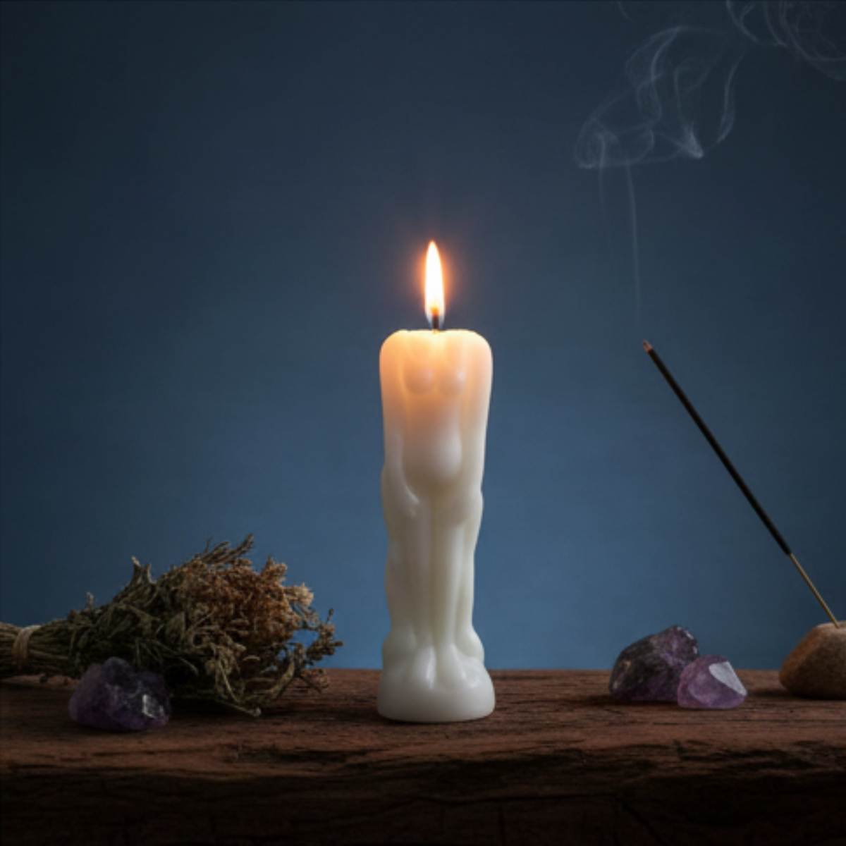 Vela Wicca Silueta Mujer Blanca