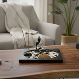 Jardín Zen Buda Siddhartha Plateado Negro