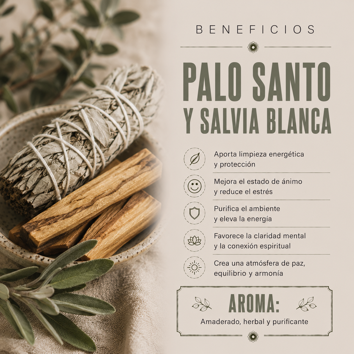 Incienso Palo Santo y Salvia Blanca