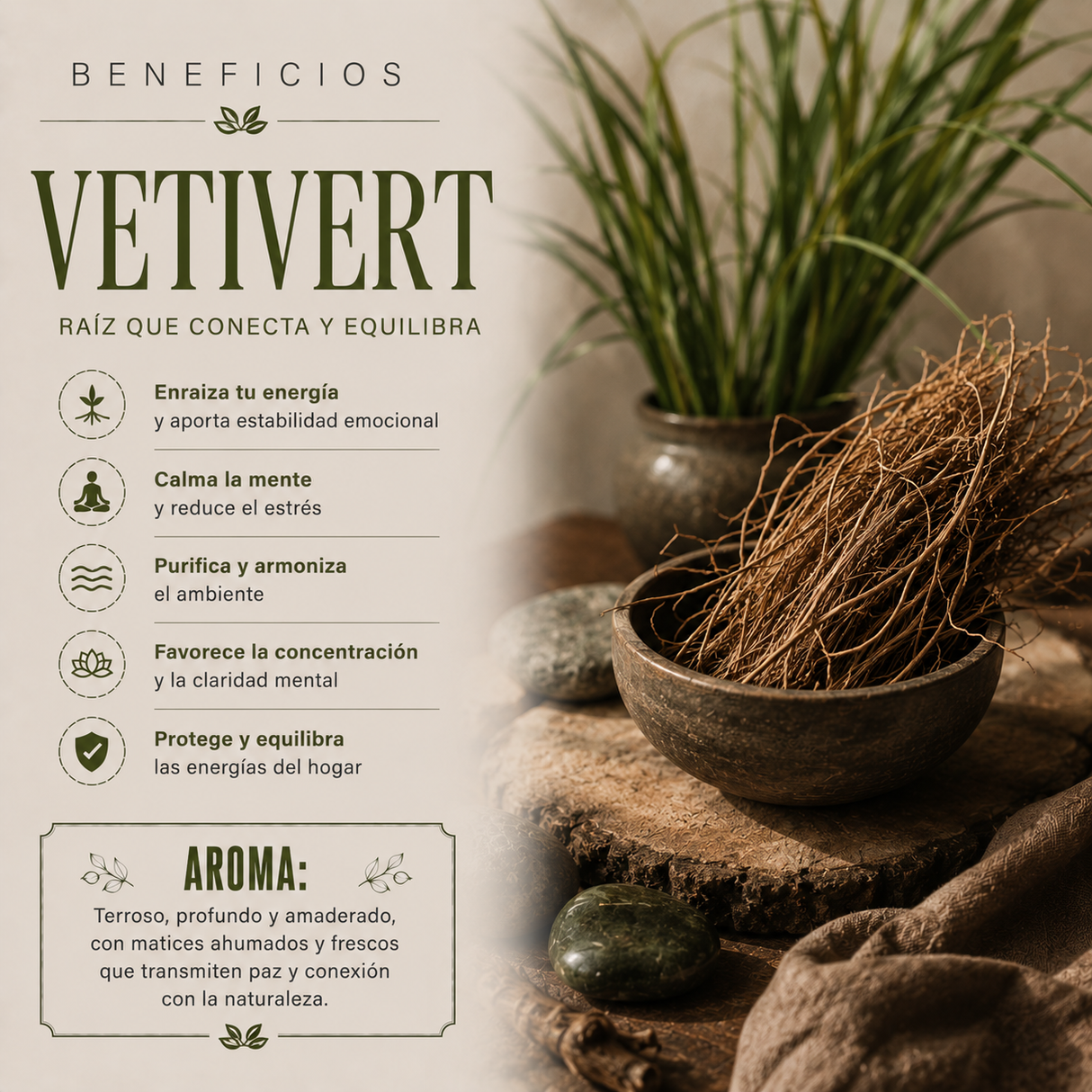 Vela Vetiver con Jaspe Rojo (Grounding & Estabilidad)