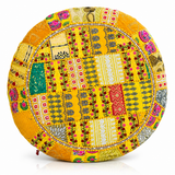 Cojin de Suelo Patchwork Amarillo Redondo Extra Grande
