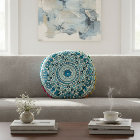 Cojin Celeste Indio Redondo Chico