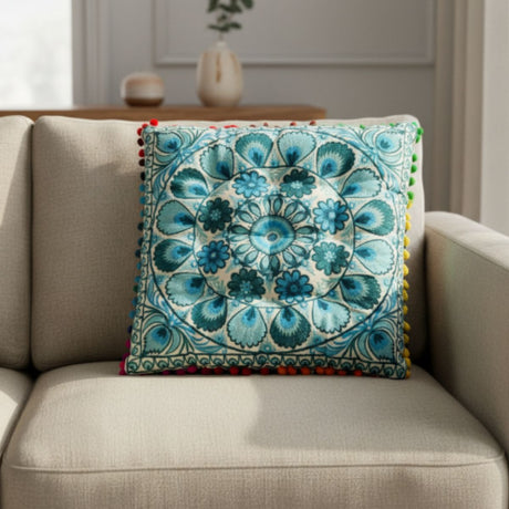 Cojin Celeste Indio Cuadrado Mediano