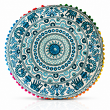 Cojin Boho Celeste Redondo Grande