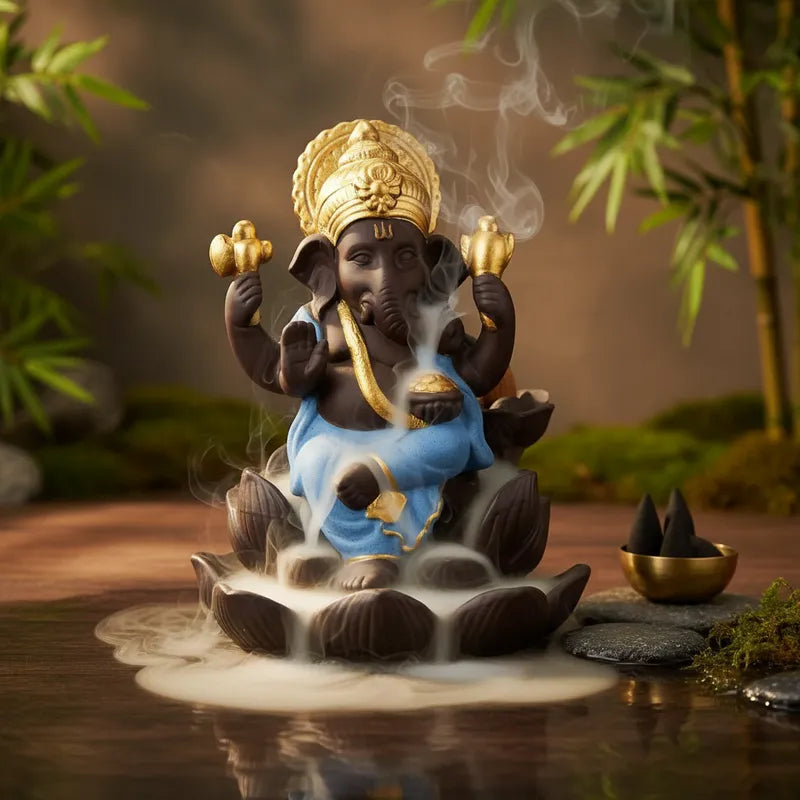 Porta Incienso Cascada Ganesha Azul