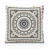 Cojin Boho Gris Cuadrado Mediano