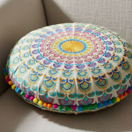 Cojin Multicolor Indio Redondo Chico