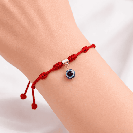 Pulsera Hilo Rojo 7 Nudos con Ojo Protector Colgante