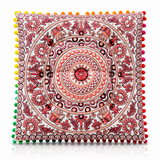Cojin Boho Rosado Cuadrado Grande