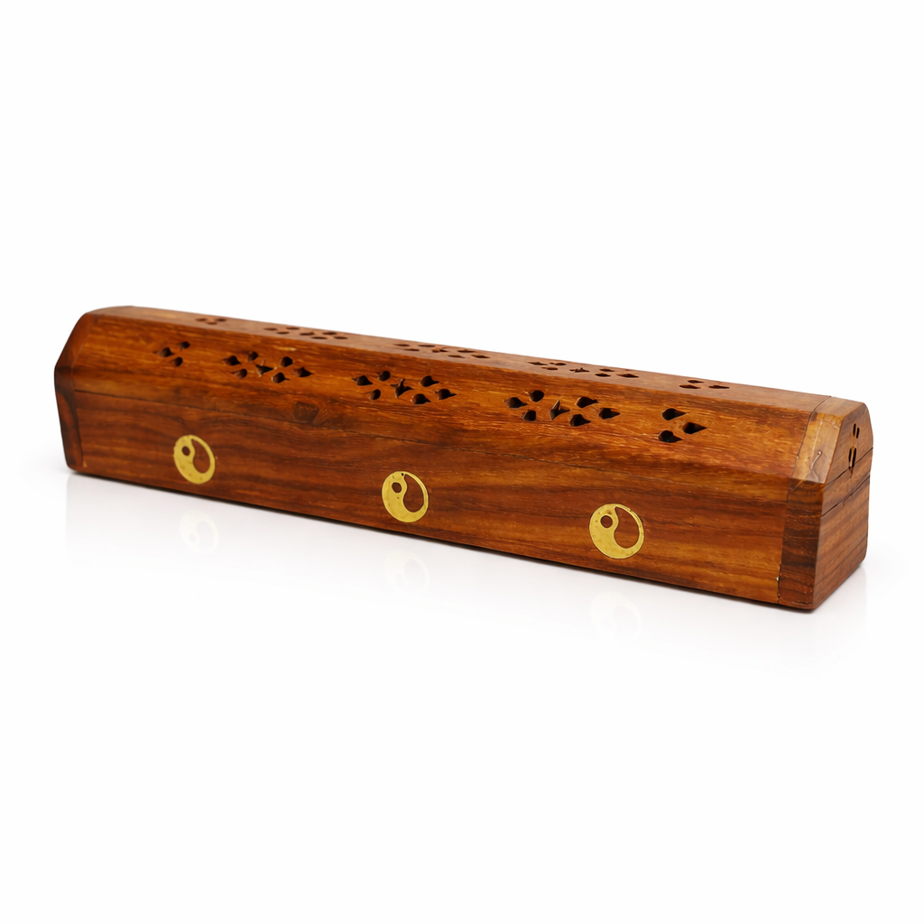 Porta Incienso Caja de Madera - Ying Yang