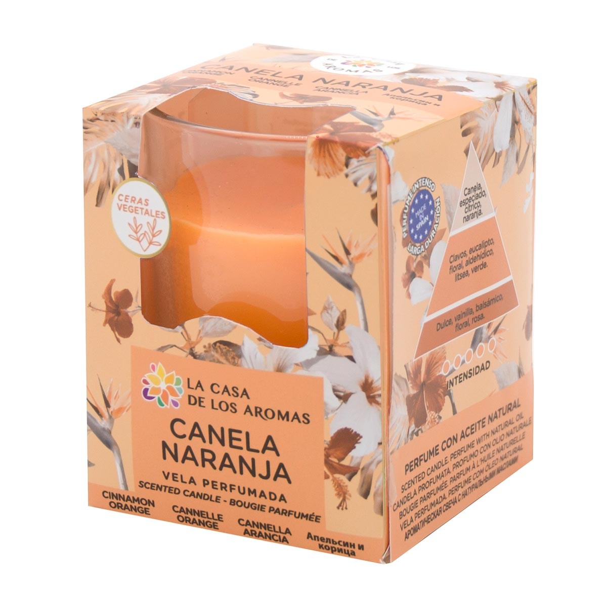 Vaso Vela Perfumada Canela Naranja 140g